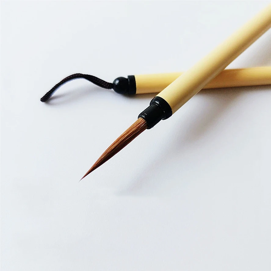 Wolf Hair Brush Set with Slim Gold Script Calligraphy Fine Point Pen Small Regular Script Writing Kit for Beginners