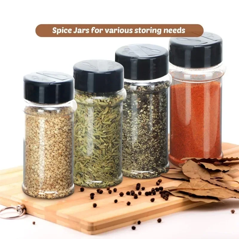 

5pcs Clear Plastic Spice Jar with Shaker Lids Kitchen Seasoning Containers for Kitchen Storing Spice Powders