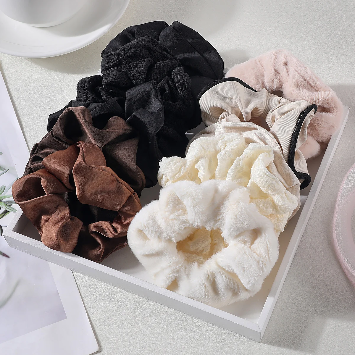 10Pcs/Set Women Hair Scrunchies Elastic Solid Color Hair Bands Girls Ponytail Holder Rubber Bands Headband Hair Accessories