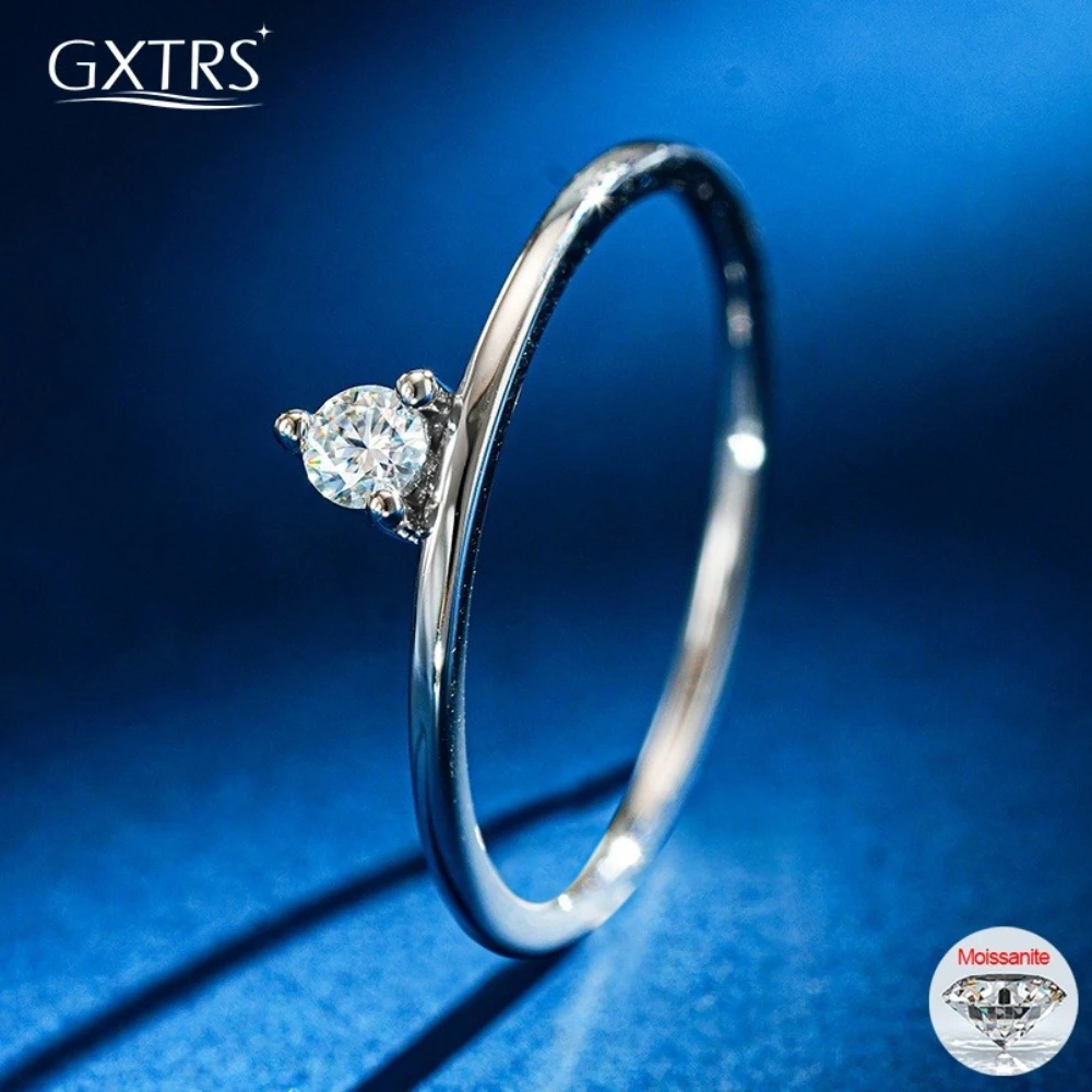 

GXTRS 3mm Real Moissanite Rings For Women 925 Sterling Silver Simple Design Wedding Diamond Band 18K Plated No Fade Fine Jewelry