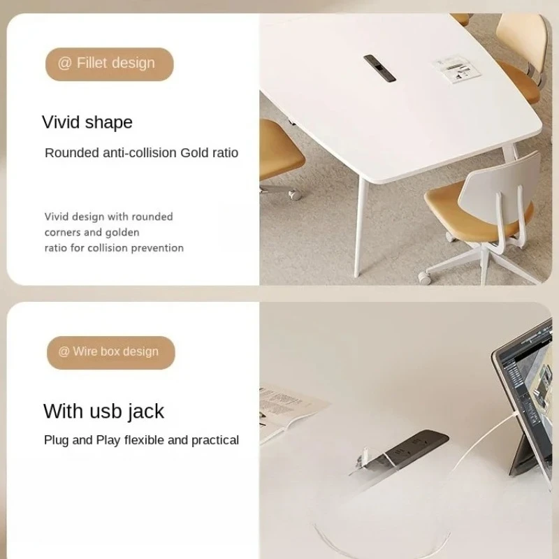 lt Conference Long Table Simple Modern Size White Oval Negotiation Table and Chair Combination