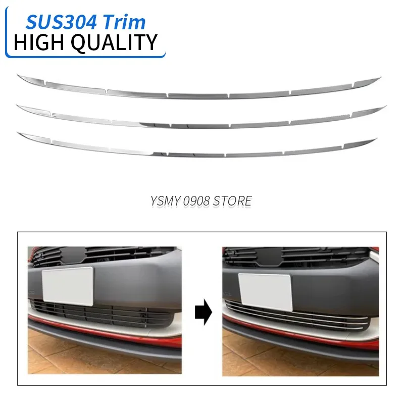 3 PCS Lower Grid Grille Modification Parts Front Bumper Decorative Strip for Toyota Sienta 10 Car Styling External Accessories