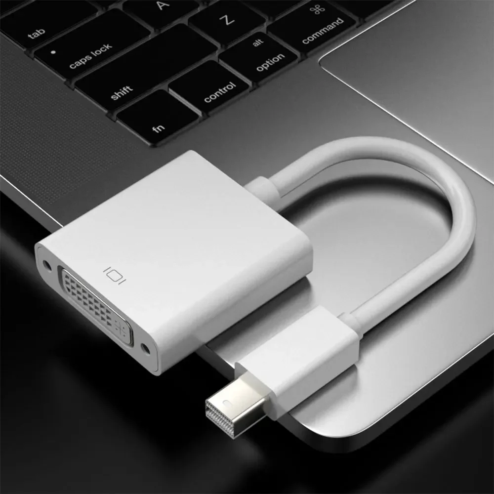 محول Mini DP DisplayPort Thunderbolt إلى DVI محول Connecto لجهاز عرض شاشة الكمبيوتر المحمول MacBook Microsoft السطحي