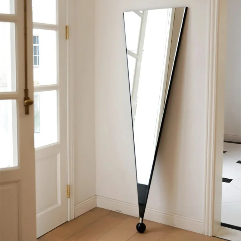 light luxury stainless steel clothing store fitting mirror modern villa full body floor mirror