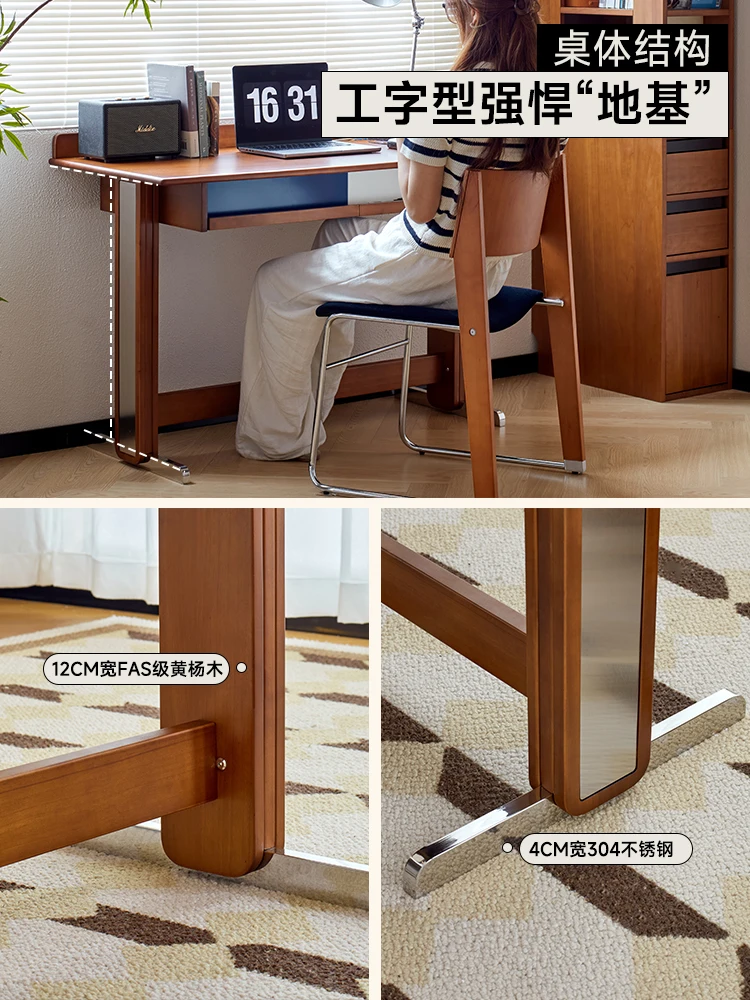 Home bedroom desk children's study table medieval solid wood small apartment desk study room student writing table