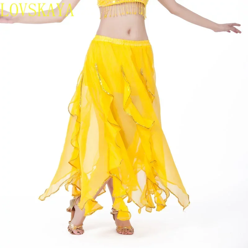 New Chiffon Double High Split Eastern Women's Belly Dance Skirt "Belt Free" Skirt Accessories Skirt