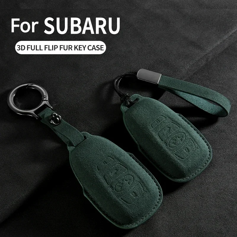 Car Key Case For Subaru BRZ STI Legacy Forester Crosstrek Impreza WRX Ascent Outback Suede Car Keychain For Subaru