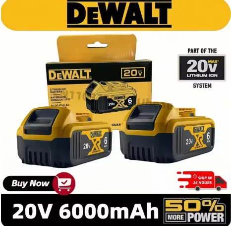 Original DEWALT battery, 20V, 6AH, rechargeable lithium ion battery, DEWALT, DCB115, DCB118, fast charging, DEWALT tool battery