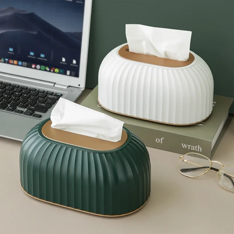 Nordic Striped Tissue Box Holder Toilet Paper Box Table Napkin Holder Car Tissue Paper Dispenser Home Decoration High Quality