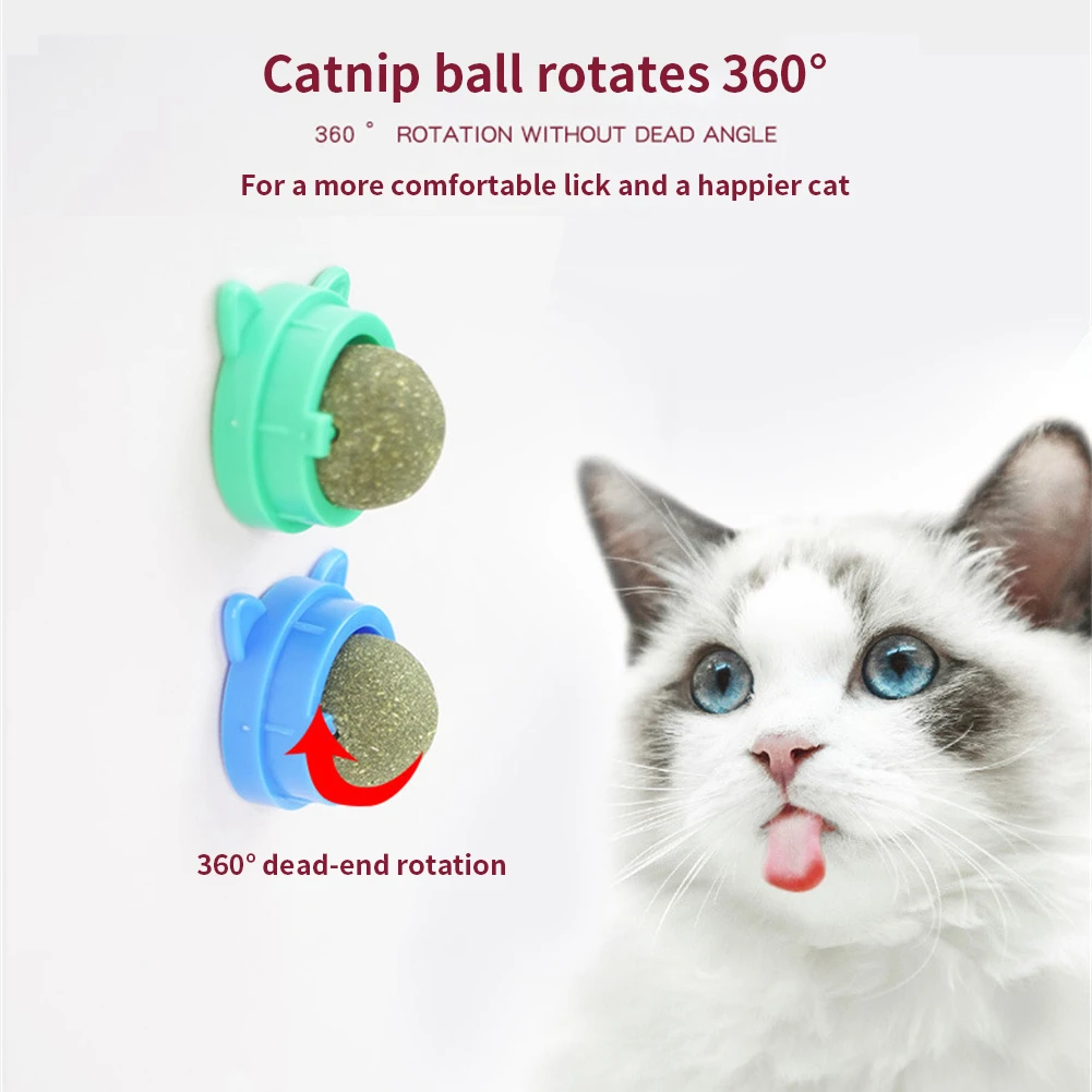 Cat Toys Catnip Wall Ball Clean Mouth Promote Digestion Kitten Candy Licking Snacks Pet Mint Ball Toys for Cats Cat Accessories