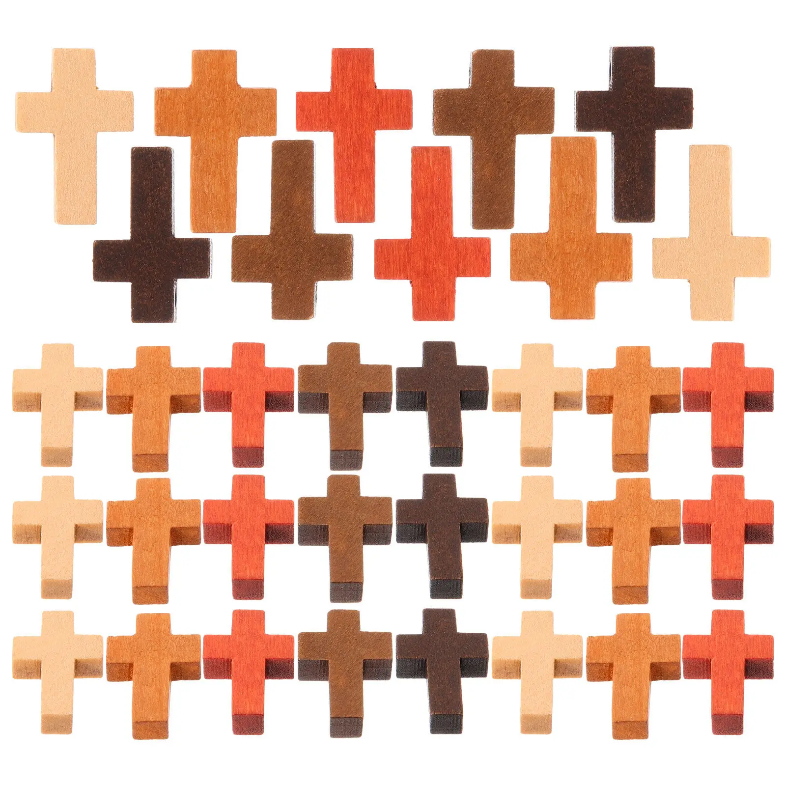 

50 шт. деревянных крестиков-подвесок для украшений, мини-кулоны для самостоятельного изготовления ожерелий, браслетов, серег, принадлежности для рукоделия, кресты для поделок