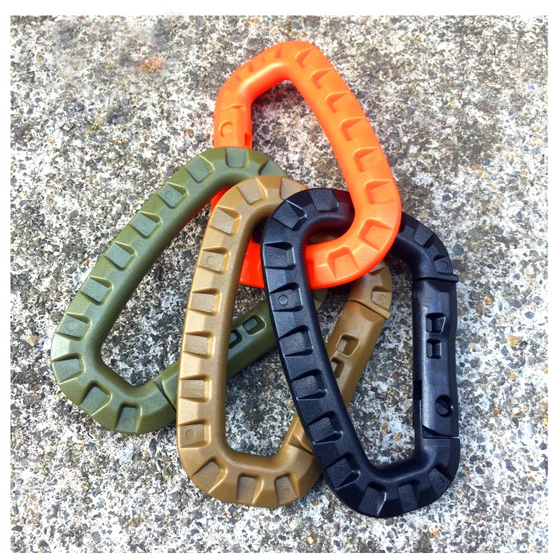 2Pcs LightWeight Plastic Climbing Hooks Outdoor Clip Buckles For Tactical Backpack Bags Key D Buckle Accessories Snap Fastener