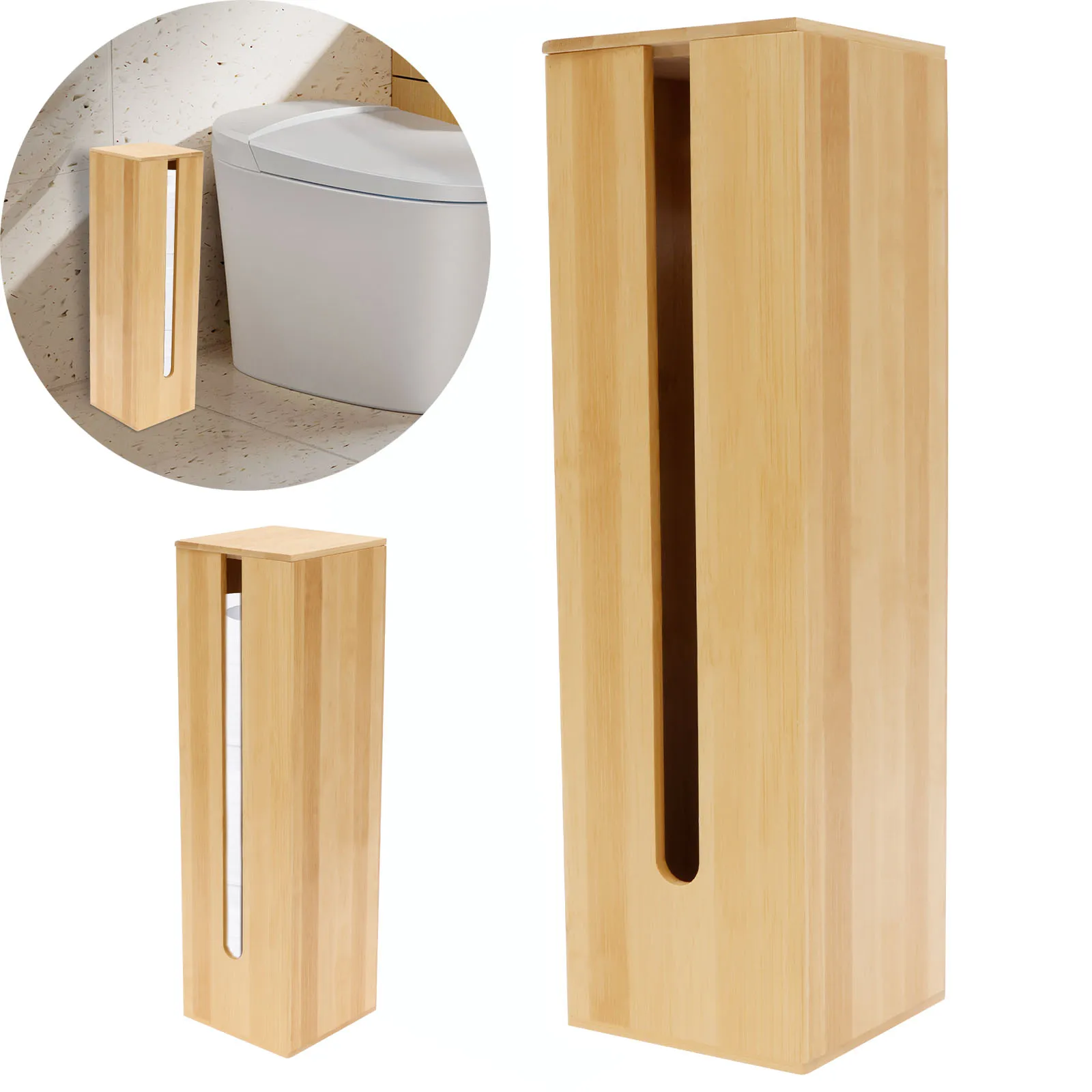 

Paper Towel Box for 3 Roll with Lid Waterproof Wooden Hand Towel Dispenser with Visible Window for Bathroom 5"x 5"x 16.5"