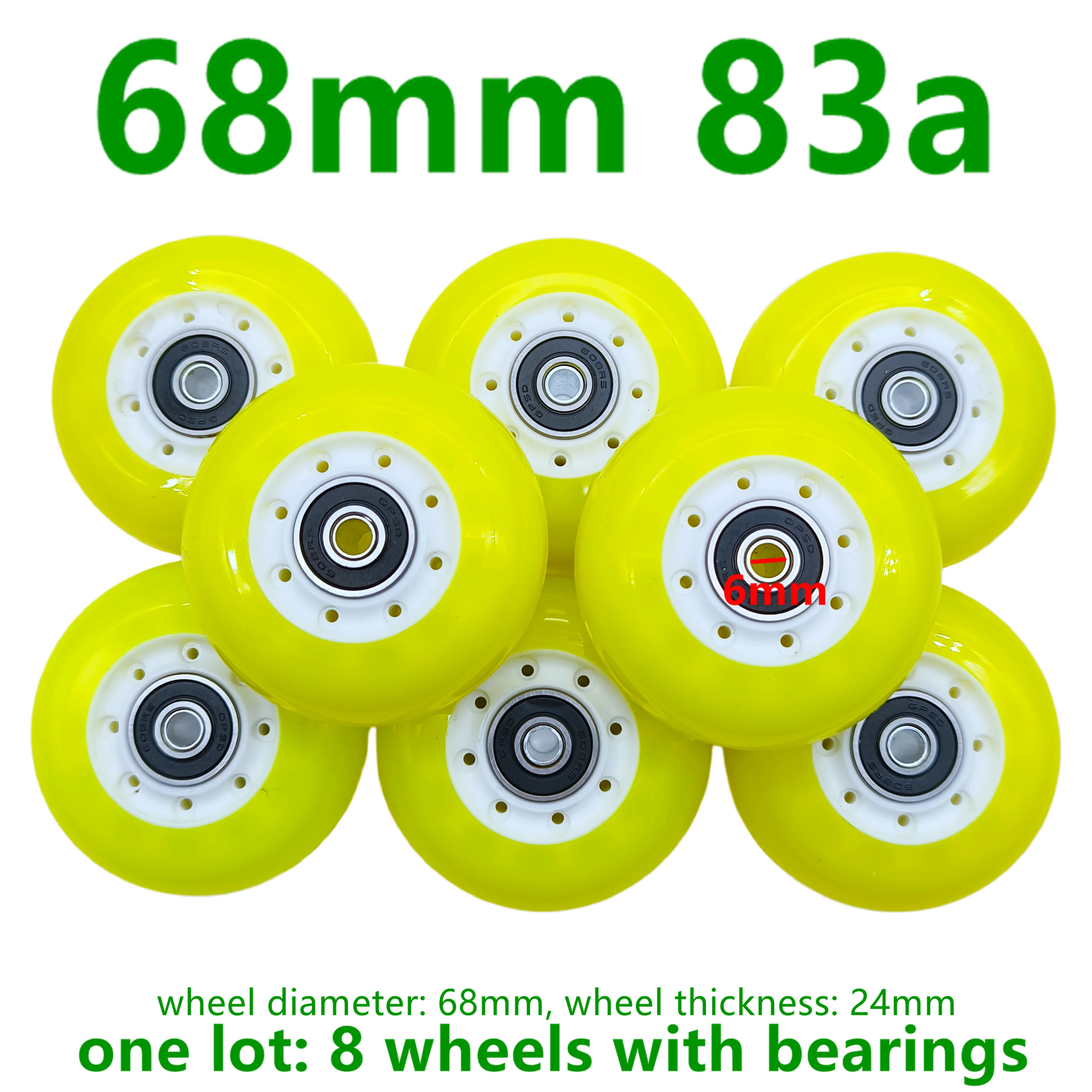 Inline skate wheel for children roller skate wheel 68mm 83a with bearings 8wheels/lot - view 2
