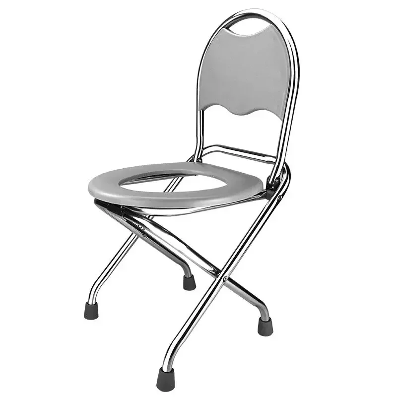 Foldable Toilet Seat Chair With Backrest For Elderly Pregnant Non-Slip Stainless Steel Adult Commode Mobility Aids For Bathroom