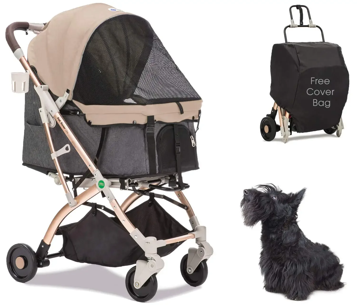 

Light-Weight Dog/Cat/Pet Stroller Travel Carriage with Convertible Compartment/Aluminum Frame for Small