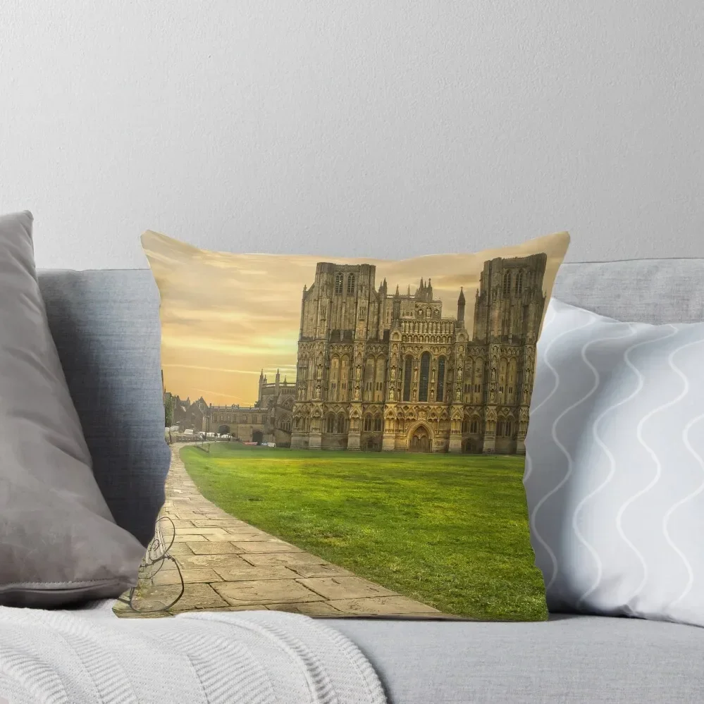 Wells Cathedral at Sundown Throw Pillow Sitting Cushion Couch Cushions Rectangular Cushion Cover christmas pillowcases pillow