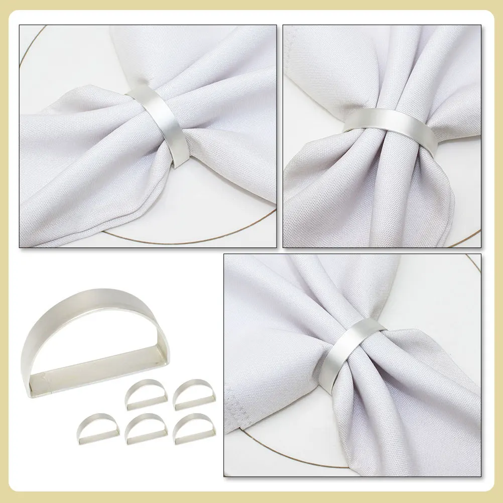 

6Pcs D Shape Napkin Buckles Zinc Alloy Napkin Rings Party Wedding Restaurant Table Serviette Holder Ornaments Home Decor