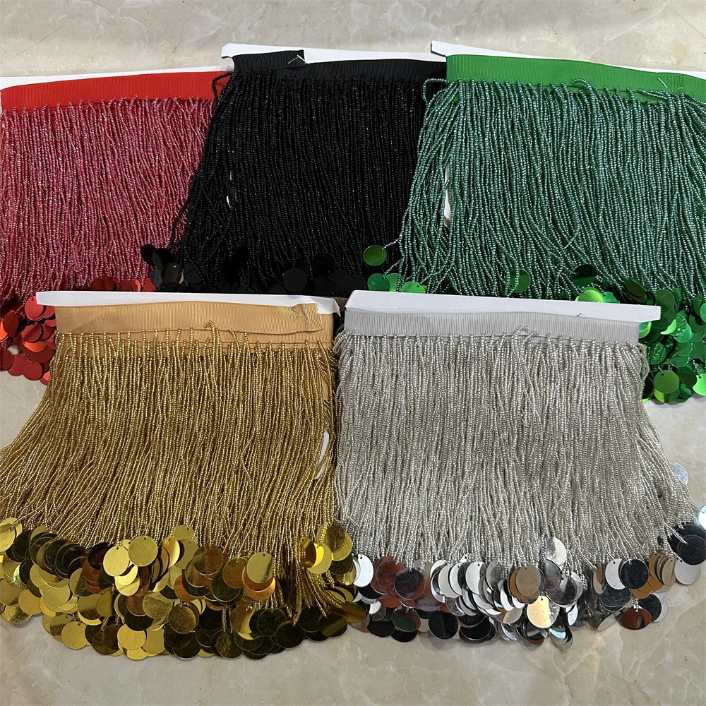 5meters more colors 15cm Seed Beaded Fringe with appique Lamp Costume Trim Crafts