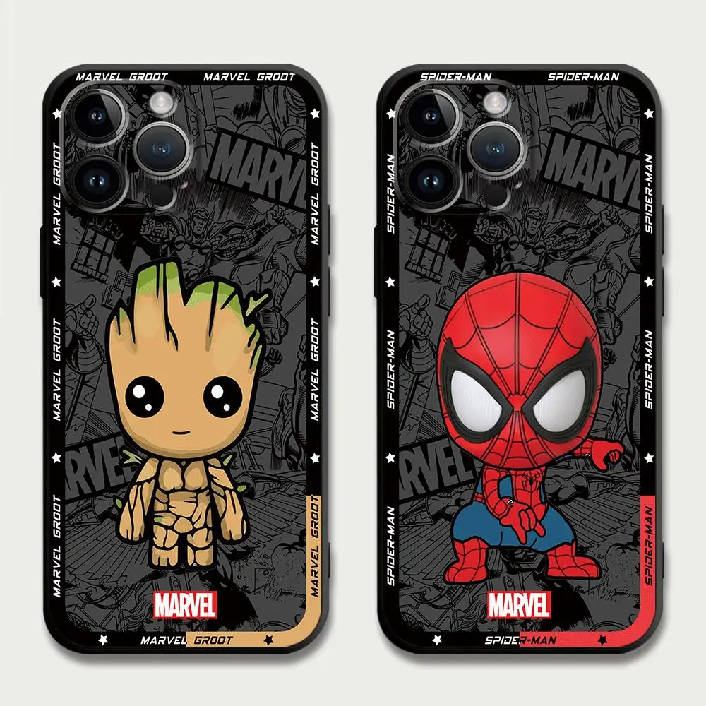 Marvel Spiderman Groot Phone Case for Apple iPhone 15 Pro Max 14 11 Pro Max 13 12 MINI XR XS MAX X 8 7 Plus SE TPU Soft Cartoon