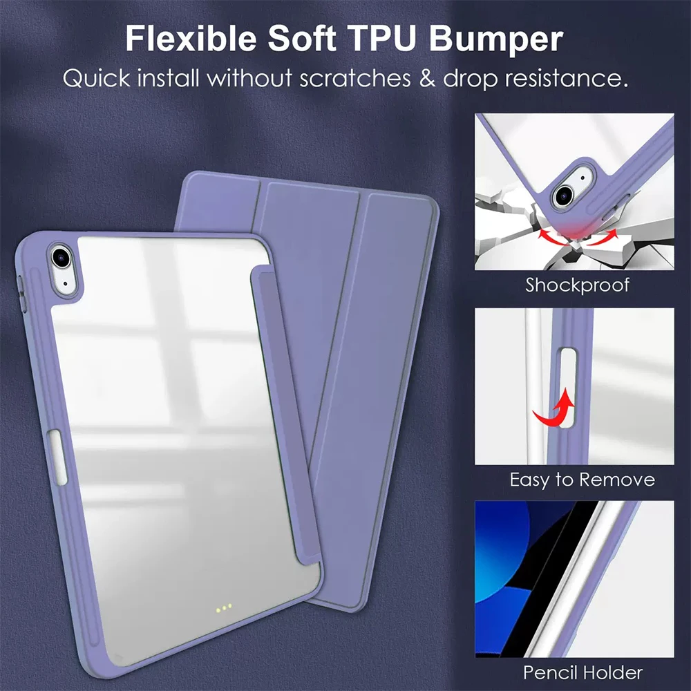 Solid Color Matte Acrylic Tablet Case for iPad 5th 6th 7th 8th 9th 10th 11th 12th Air 1 2 3 4 5 6 7 8 11 Pro 11 12.9 mini 6 7