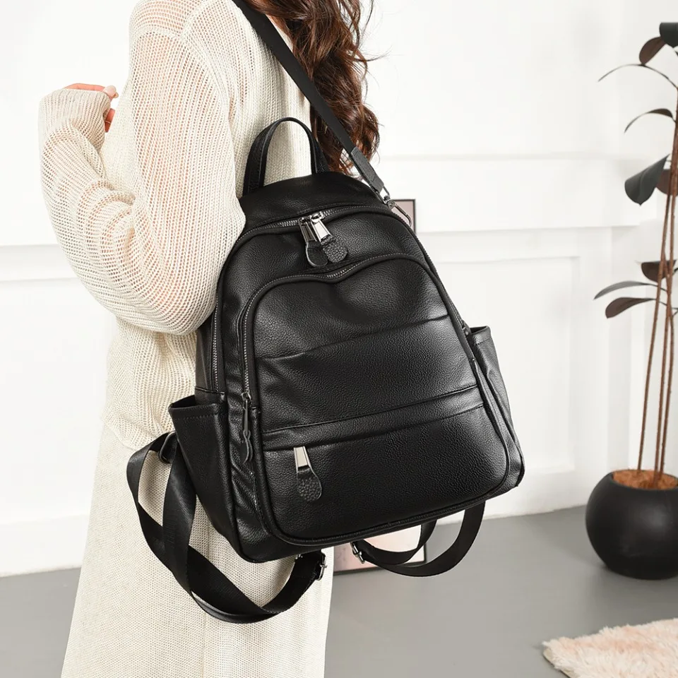 High Quality Ladies Casual Back Pack Designer Soft PU Leather Women Shoulder Bag School Bags Large Capacity Backpacks Daily Use