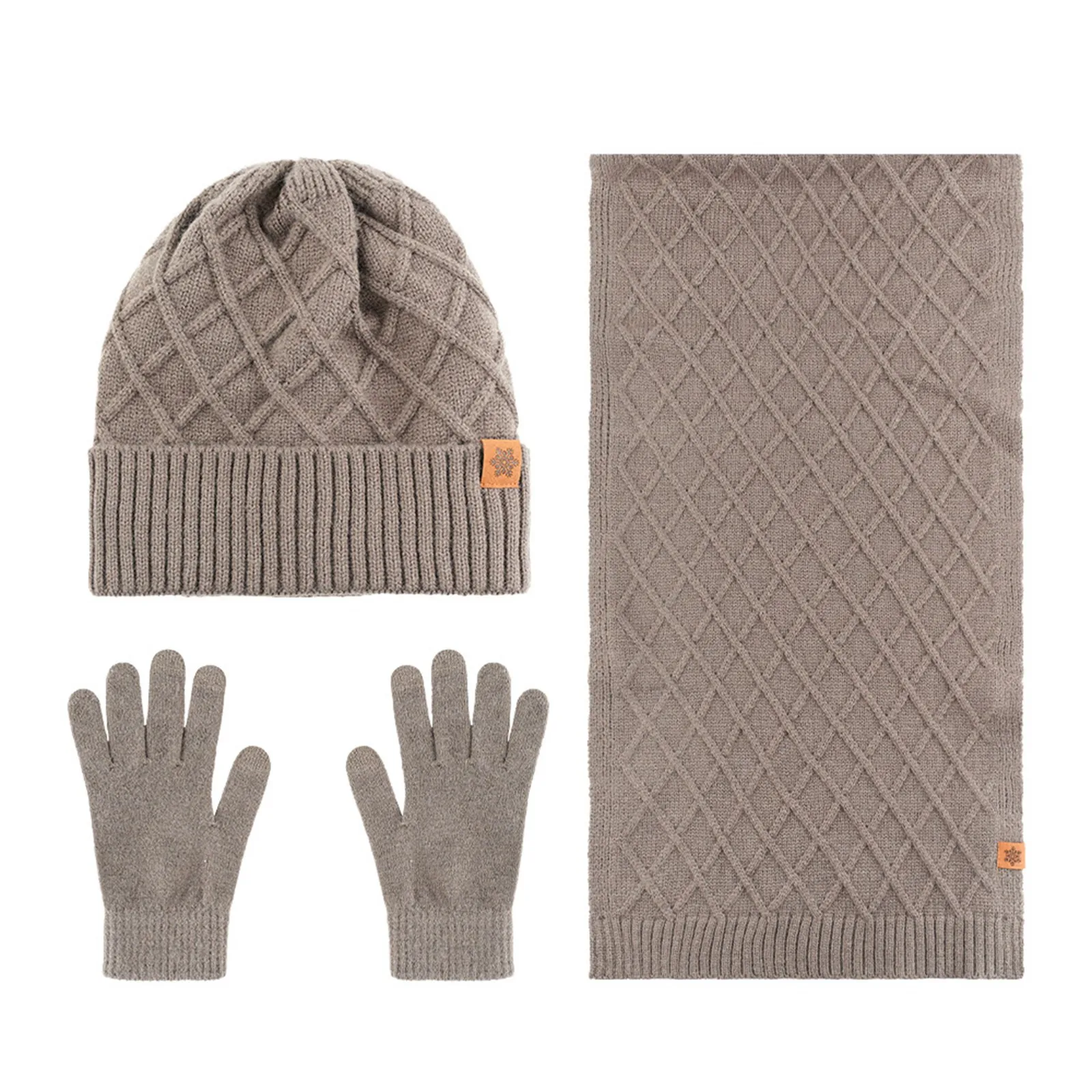 Gorro de invierno, bufanda, guantes, conjunto de lana, cálido, tejido, calentador de cuello, gorro térmico de lana, deporte al aire libre, esquí, bicicleta, bufanda, guantes, conjunto de sombrero unisex