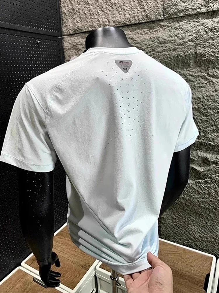 Dragon Scale Ice Silk Quick Dry Short Sleeve Men's Summer Thin Breathable Fitness Sport T-Shirt Outdoor Cycling Half Sleeve