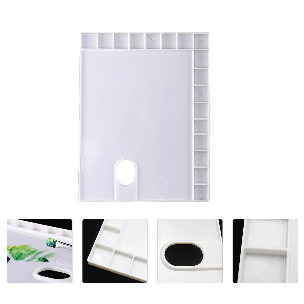 

3Pcs White 17-Compartment Plastic Color Mixing Plate Sturdy Washable Painting Tray for Kids Beginners Professionals Watercolor