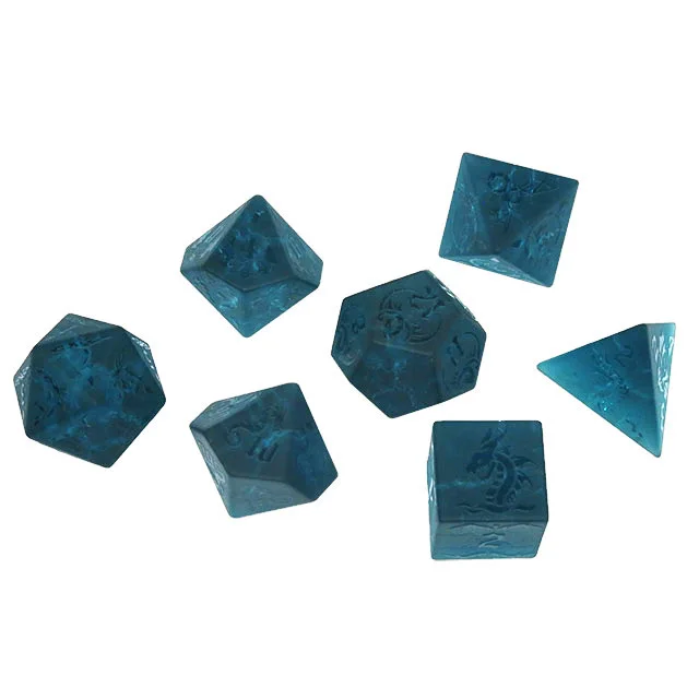 High Quality 7pcs/set Natural Jade Dice Set Multi-Color Options Polyhedral For Dungeons Dragons Games Lightning Glass Design