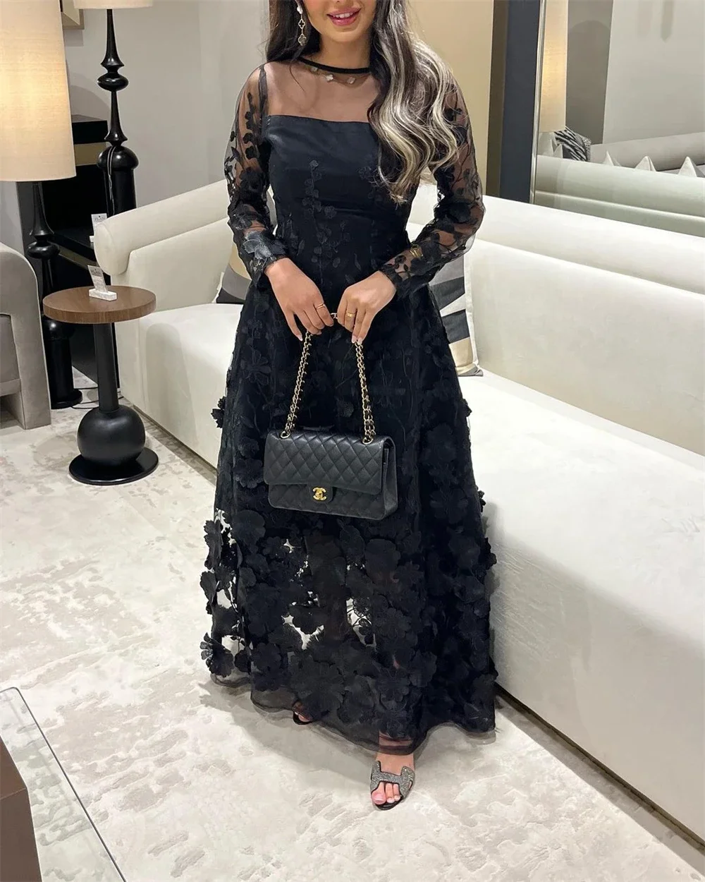 Customized Jiayigong Sexy Fashion Sheer Straps A-line Applique Tulle Formal Occasion Gown dresses for women 2023 weddings party