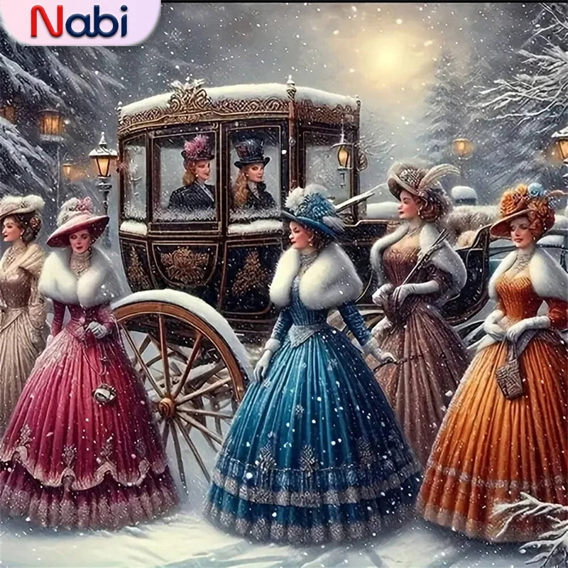 

Nabi DIY алмазная живопись женская портретная картина акриловая вышивка зимняя алмазная мозаика украшение дома