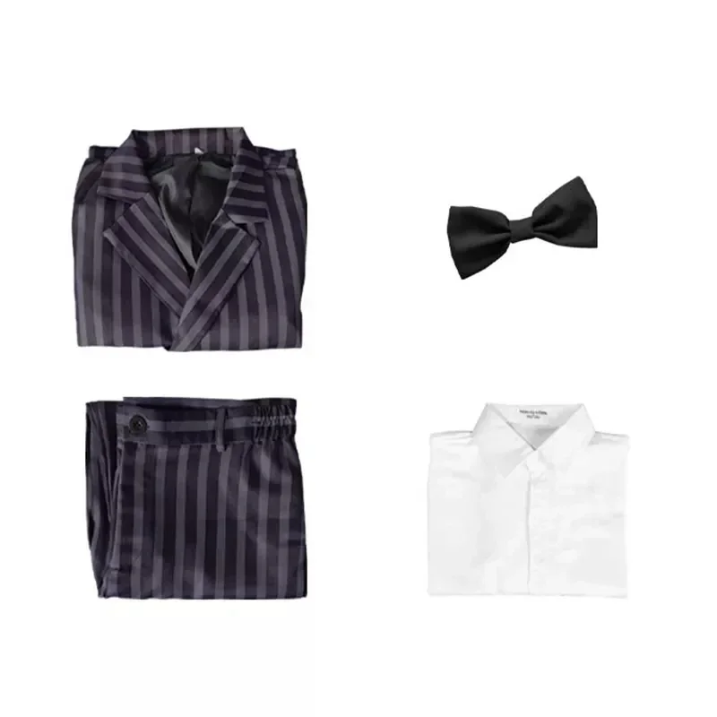 아담스 코스프레 가족 수요일 아담스 의상 정장 할로윈 카니발 복장 남자 코트 셔츠 바지 넥타이 정장 파티 유니폼