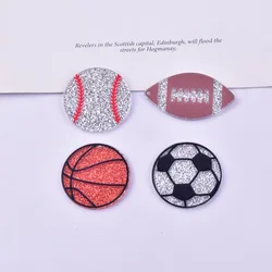 Glitter Acrylic Basketball Football Baseball Charm Flat Back Epoxy Sport Pendant for DIY Earrings Jewelry Making 5PCS