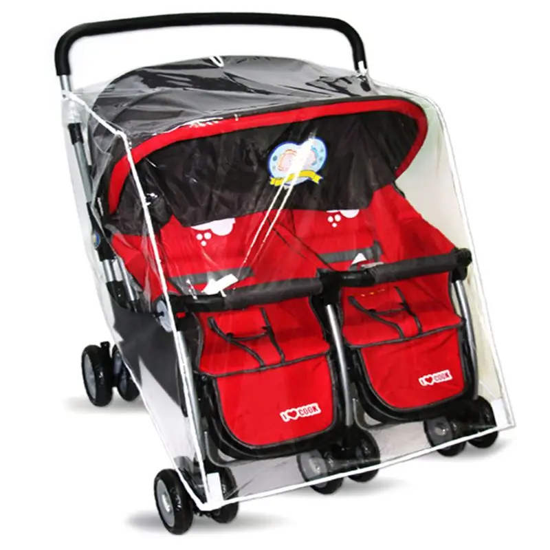 

Baby Pushchs Rain Cover for Twins Clear Stroller Wind Dust Shield