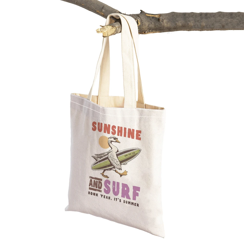 

Двусторонняя сумка-шоппер с принтом, тропические узоры с гусями, для книг и зонта, легкая, с открытым верхом, для покупок, учебы и путешествий