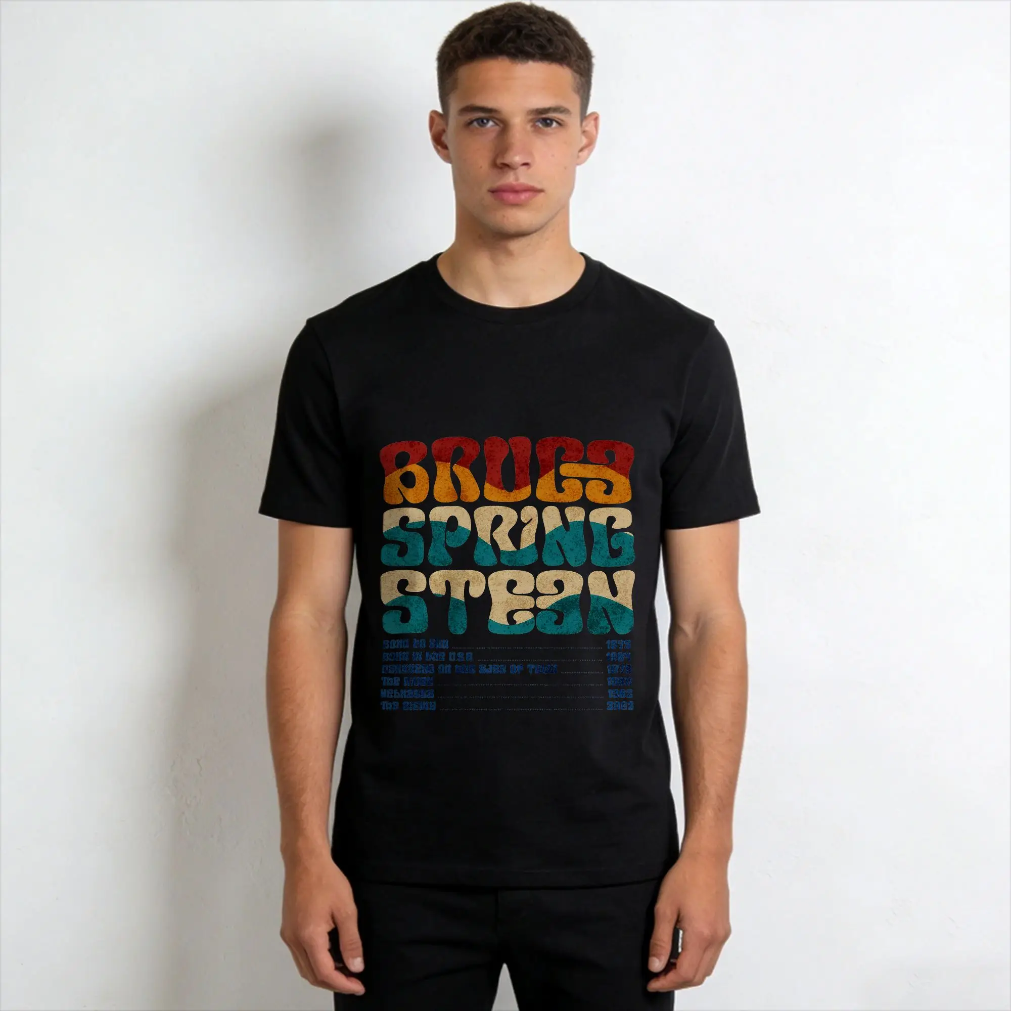 Bruce Springsteens Music T Shirt Men's  Pure Cotton Funny T-Shirts Round Neck  Tees Short Sleeve Clothes Party