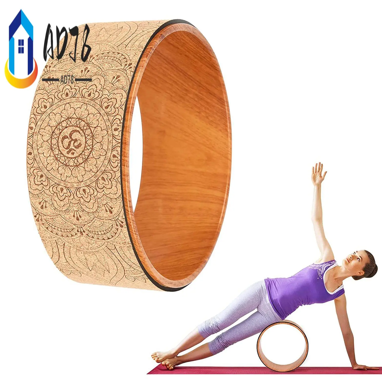 

AD78-Колесо для йоги, заднее колесо, ролик для йоги, пробковое колесо для йоги для растяжки, гибкости, изгиба спины, углубление позы йоги, изгиб спины, дерево