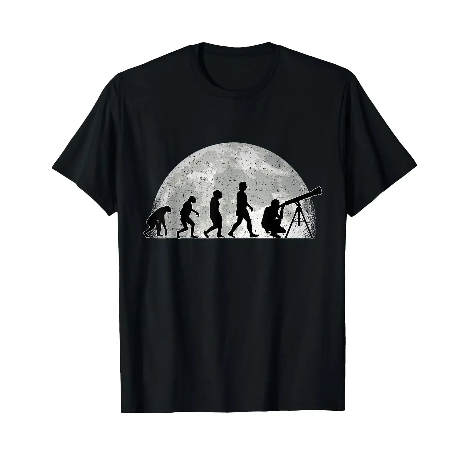 T-shirt vintage décontracté pour homme, motif Astronomie, Évolution, Lune, Télescope, Astrophysique, effet délavé, légèrement doux, élégant, respirant, streetwear
