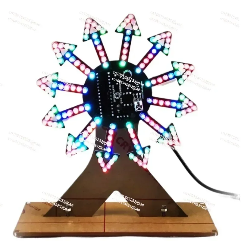 DIY Electronic Kit LED Rotating Ferris Wheel Colorful LED Flashing Music Spectrum Voice Control Diy Sodering Kit Project 21kind