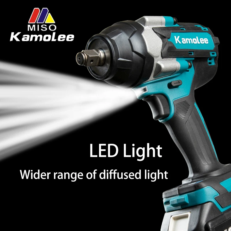 Kamolee Tool 1800Nm High Torque Brushless 1/2 Inch Impact Wrench DTW700 (1 Batteries + Tool Box)