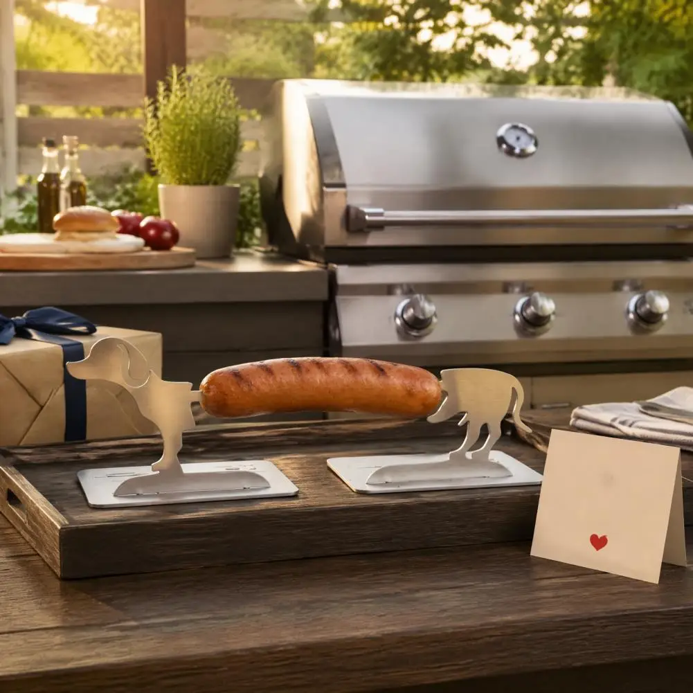 Portable Camping Grill Tools Stainless Steel Hot Dog Grilling Rack Portable Sausage Holder for Camping Backyard Bbq Heat for Bbq