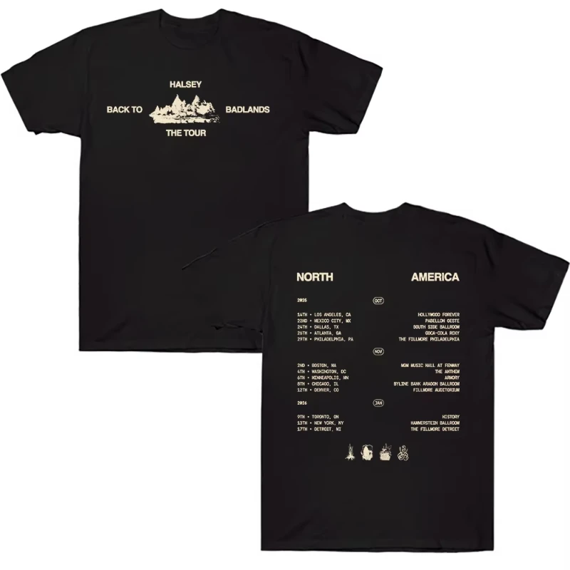 رحلة Halsey العودة إلى الأراضي القاحلة الرجالية الصيفية Harajuku القطن س الرقبة قصيرة الأكمام تي شيرت مشجعي موسيقى البوب هدية معطف فوقي #3