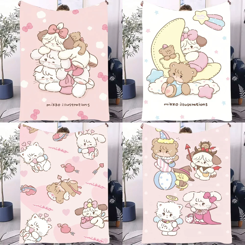 Kawai M-Mikko Cat Картонное одеяло Дизайн Легкое одеяло для общежитий, сон, гостиной, офиса, дивана, всесезонного