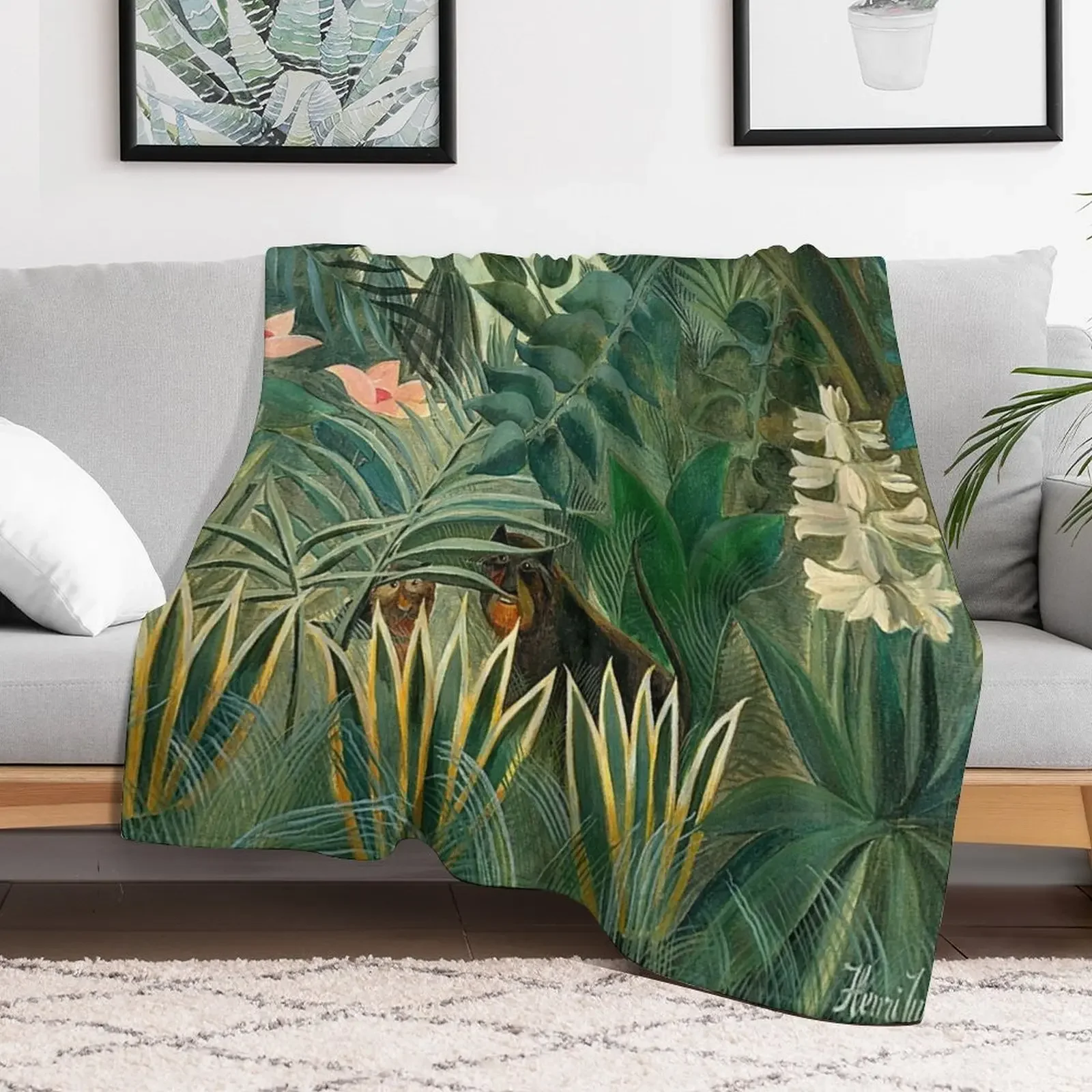 Henri Rousseau - The Equatorial Jungle Throw Blanket Thermals For Travel blankets ands Blankets