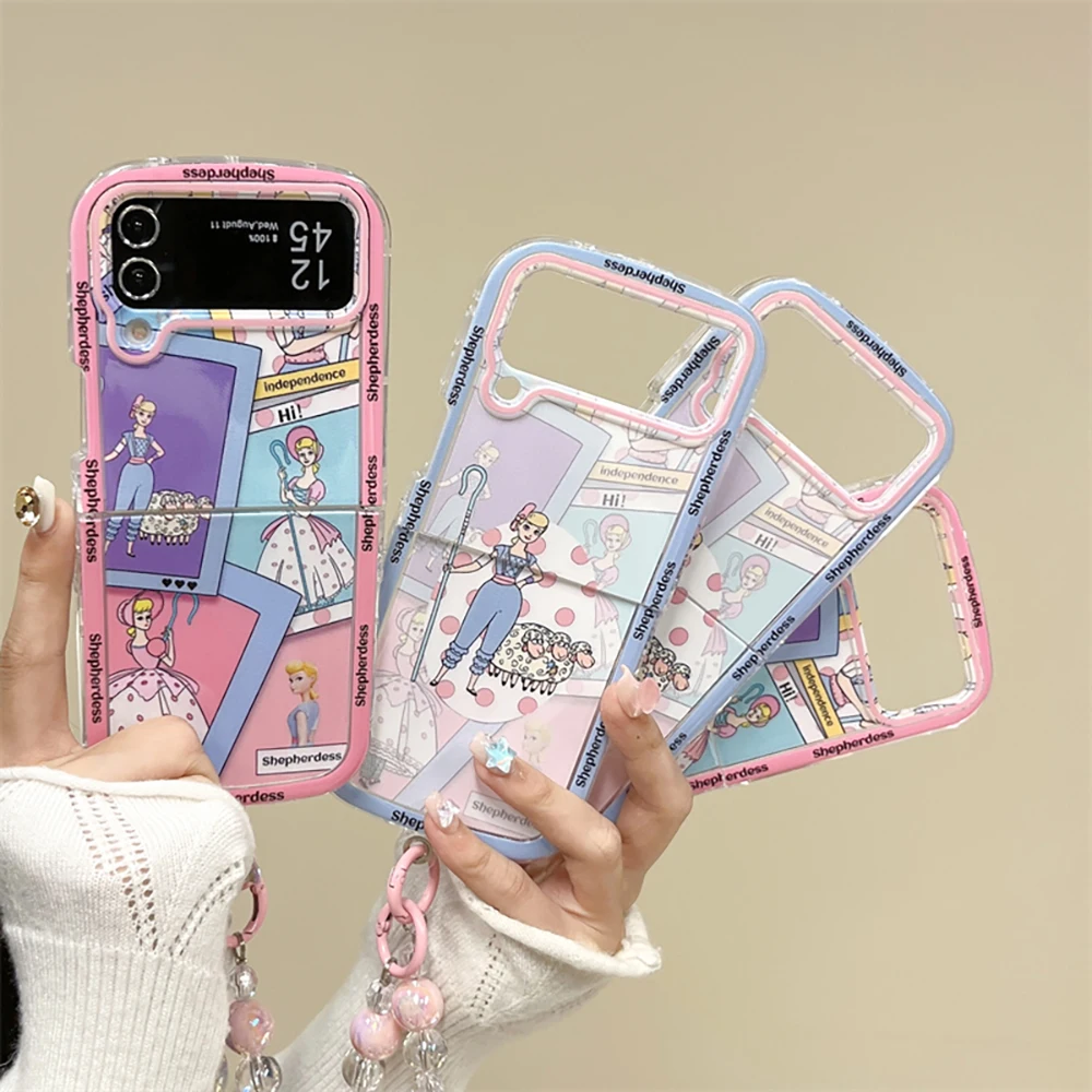 

Cartoon Cute Princess with Bracelet Phone Case for Samsung Galaxy Z Flip 3 4 Z Flip 5 6 5G PC Hard Anti-drop Back Cover Funda