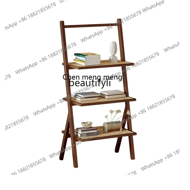 

FSolid wood bookshelf Floor-to-ceiling ash wood antique storage cabinet Living room shelf wind shelf Multi-layer bookcase H