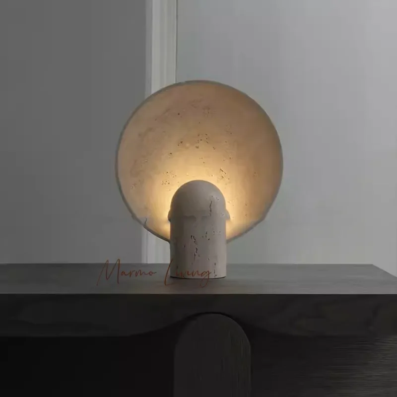 Medieval Surprise Silent Wind Natural Marble Table Lamp Designer Soft Decoration Living Room Study Bedroom Bedside Lamp