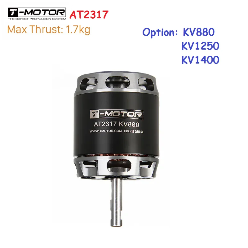 

T-MOTOR AT2317 Long Shaft KV880 1400KV KV1250 brushless motor for Hybrid Vertical Take-off Landing UAV