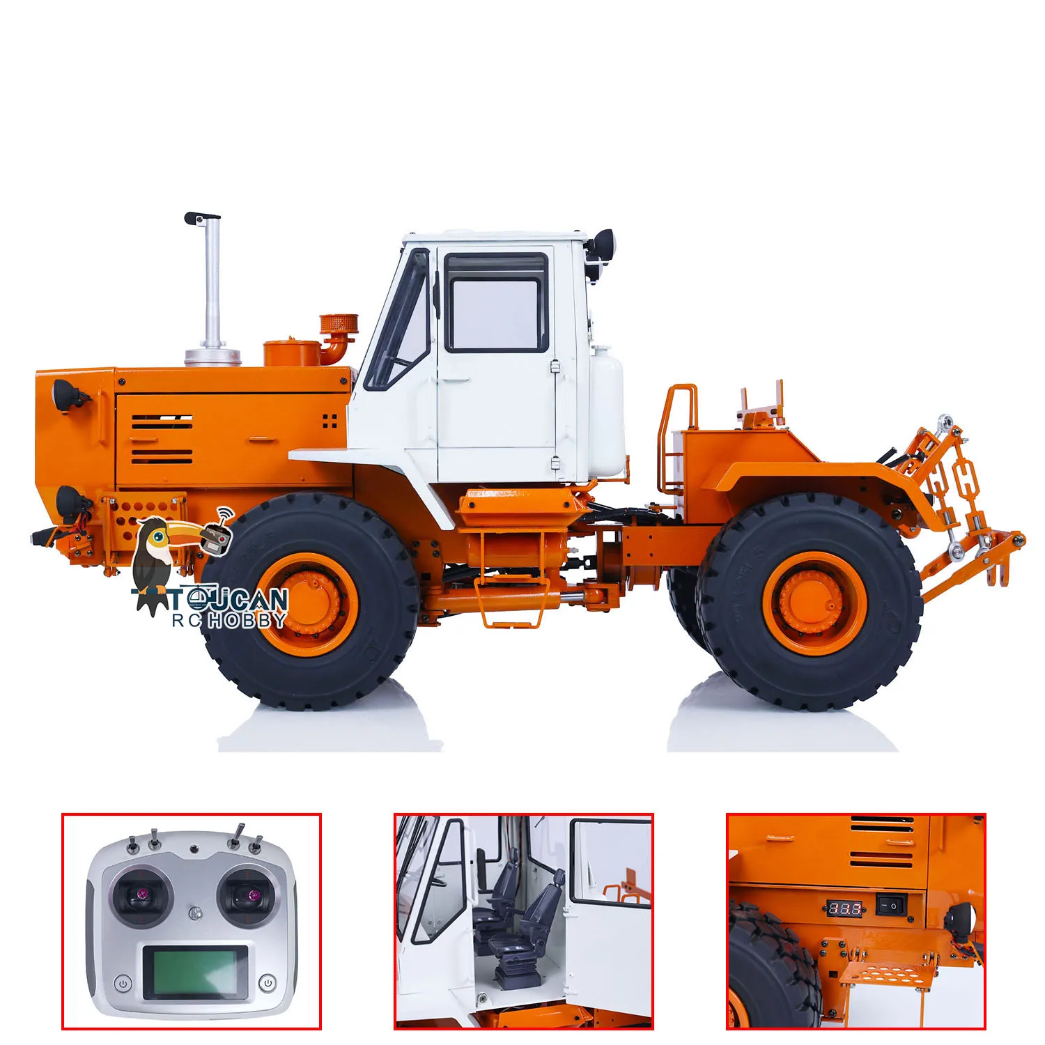 T150K 1/12 RC Metal Hydraulic Tractor Painted Assembled Remote Control Agricultural Trucks Cars FlySky I6S Light Sound ESC Model